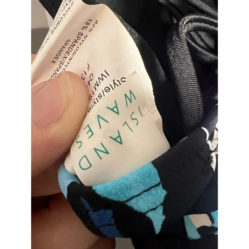 Island Waves Women's Floral Tankini Swim Top Black Pink Blue‎ White Size Small S